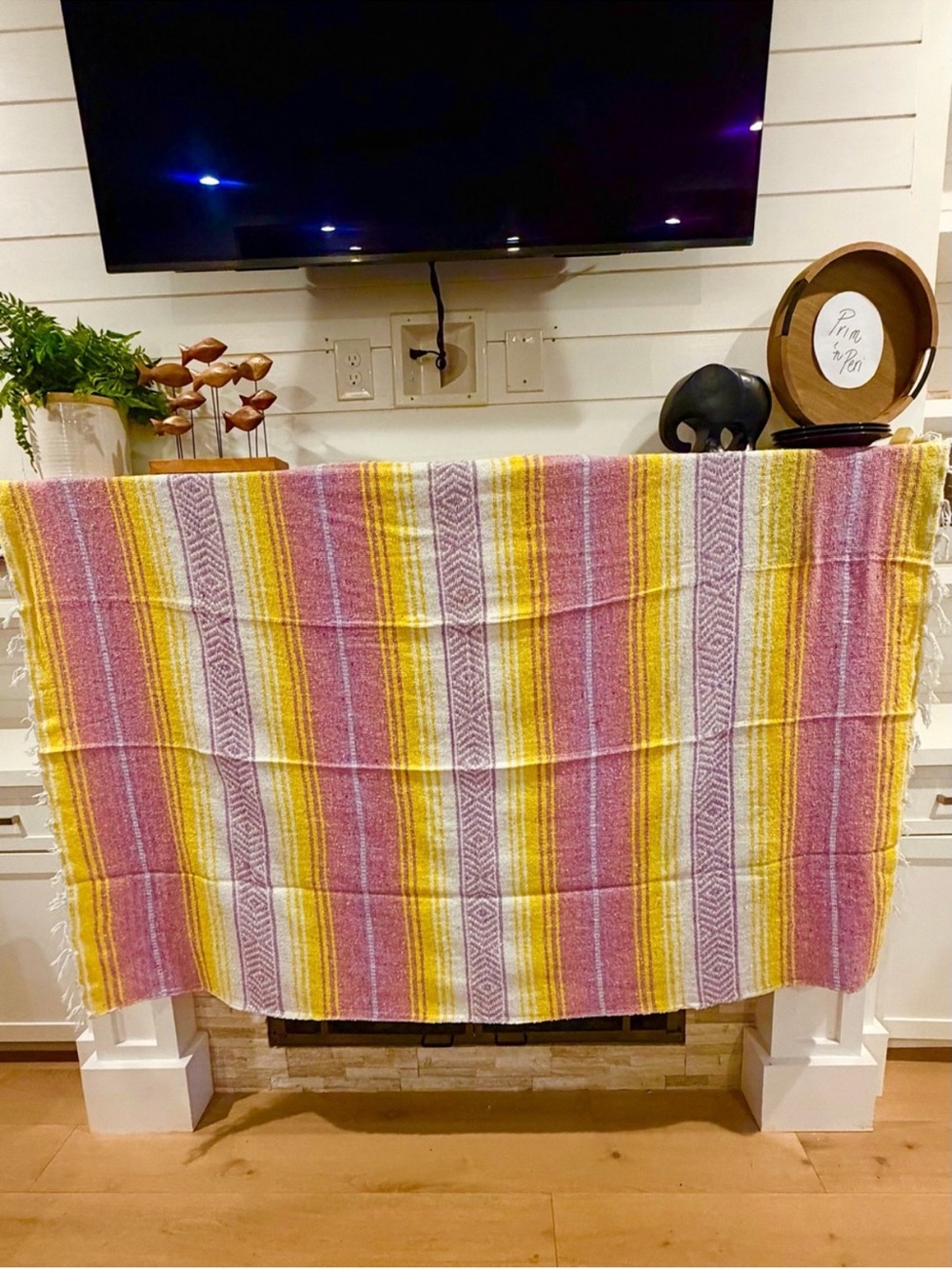 Mexican Falsa Blanket – Woven Striped Serape Throw with Fringe - Picture 5 of 10